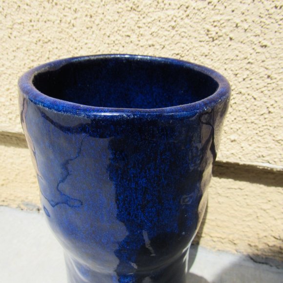Wabi Sabi Style Artisan Ceramic Vase Pottery Flower Vase Tall/ Cobalt Blue - Picture 6 of 10